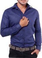Aaral Men's Solid Casual Blue Shirt