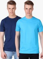 Aventura Outfitters Pack Of 2 Multicoloured Colored Solid Round Neck T-Shirt