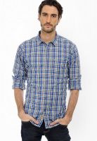 Basics Checks Blue Casual Shirt