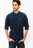 Basics Solid Navy Blue Casual Shirt