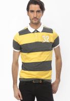 Basics Yellow Striped Polo T-Shirts