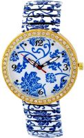 Pappi Boss Designer Party Wear White Design Stretchable Bracelet Band Analog Watch - For Girls, Women