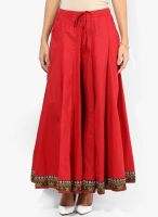Biba Red Printed Cotton Blend Salwar