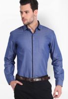 Black Coffee Solid Navy Blue Formal Shirt