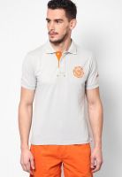 Breakbounce Grey Solid Polo T-Shirt