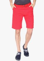 Campus Sutra Solid Red Shorts