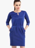 Cation Blue Colored Solid Shift Dress