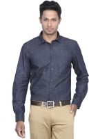 D'INDIAN CLUB Men's Self Design Casual Dark Blue Shirt