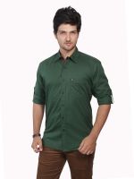 Ecohawk Men's Solid Casual Dark Green Shirt