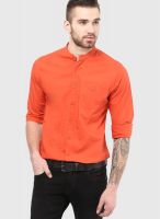 Fame Forever By Lifestyle Orange Slim Fit Casual Shirt