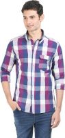 Flippd Men's Checkered Casual Maroon, Dark Blue Shirt