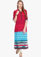 Folklore Red Printed Kurtas