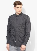 Forca By Lifestyle Dark Grey Slim Fit Casual Shirt