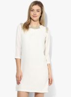 French Connection White Colored Embellished Shift Dress