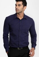 Genesis Checks Purple Slim Fit Formal Shirt