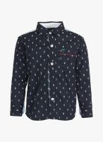 Gini & Jony Navy Blue Printed Casual Shirt