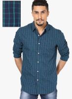 Giordano Checks Blue Slim Fit Casual Shirt