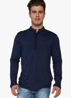 Globus Blue Solid Henley T-Shirts