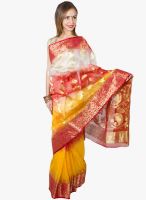 Guava Yellow Printed Saree