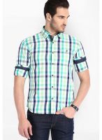 Highlander Checked White Casual Shirt