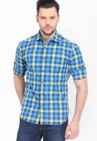 Highlander Checks Aqua Blue Casual Shirt