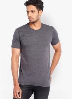 Highlander Grey Solid Round Neck T-Shirts