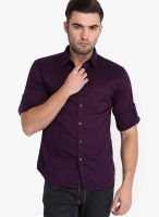 Highlander Solid Purple Casual Shirt