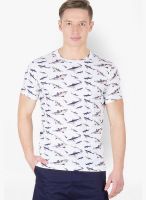 Hypernation White Printed V Neck T-Shirt