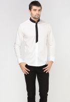 I Know Full Sleeve Solid White Club Wear Shirt