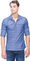 IDENTITI Men's Striped Casual Blue Shirt