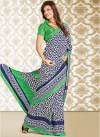 Inddus Blue Printed Saree