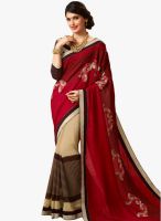 Inddus Brown Embroidered Saree