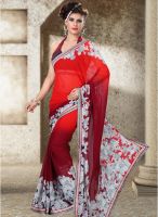 Inddus Red Printed Saree