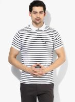 Indian Terrain White Striped Polo T-Shirt