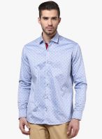 Invern by Monteil Blue Printed Slim Fit Casual Shirt