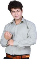 Ishin Designer Studio Men's Striped Casual Grey Shirt