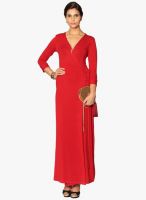 Label Ritu Kumar Red Colored Solid Maxi Dress