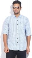 Lee Men's Checkered Casual White, Blue Shirt