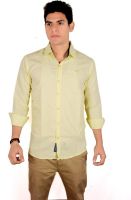 Liswan Men's Solid Casual Linen Yellow Shirt Liswan Men's Solid Casual Linen Yellow Shirt