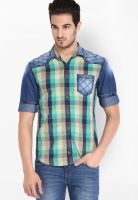 Locomotive Checks Green Casual Shirt