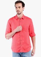 Locomotive Red Solid Slim Fit Casual Shirt