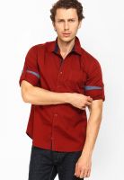 Locomotive Solid Maroon Casual Shirt