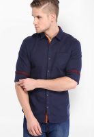 Locomotive Solid Navy Blue Casual Shirt