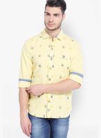 Locomotive Yellow Printed Slim Fit Casual Shirt