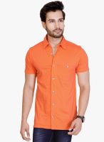 Lucfashion Orange Solid Regular Fit Casual Shirt
