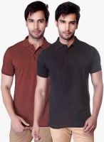 Lucfashion Pack Of 2 Multicoloured Solid Polo T-Shirt