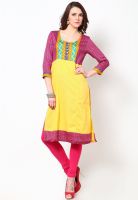 Magnetic Designs Yellow Solid Kurtis