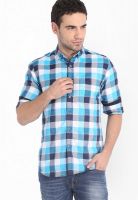 Mark Taylor Checked Aqua Blue Casual Shirt