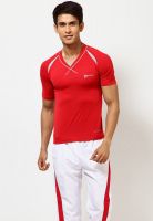 Maxxport Red Printed V Neck T-Shirts