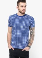 Monteil & Munero Blue Printed Round Neck T-Shirts